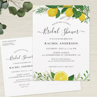 Carte postale Invitation nuptiale citron frais