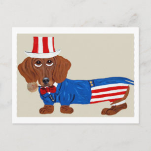Carte Postale Invitation Oncle Sam teckel