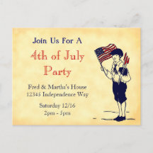 Carte postale Invitation personnalisée 4 juillet P
