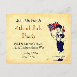 Carte postale Invitation personnalisée 4 juillet P