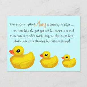 Carte Postale Invitation personnalisée à la douche "Canards dans