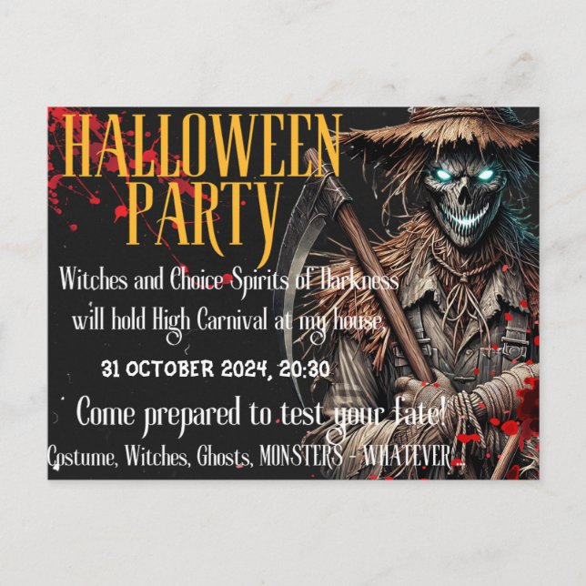 Carte postale Invitation personnalisée de la fête  (Devant)