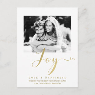 Carte Postale Invitation photo moderne Nouvel An Fêtes de JOY en