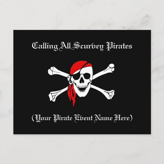 Carte postale Invitation pirate (Devant)