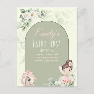 Carte Postale Invitation pour le 1er anniversaire de Fée Fleur M