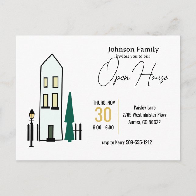 Carte Postale Invitation pour une maison ouverte ou autre (Devant)