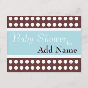 Carte Postale Invitation Retro Blue et Brown Baby shower