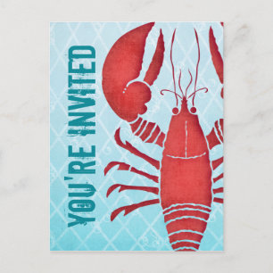 Carte Postale Invitation Retro Lobster Postcard