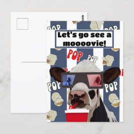 Carte postale Invitation Retro Popcorn Loving Cow 