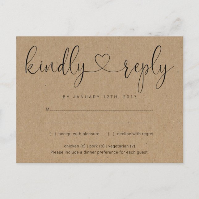 Carte postale Invitation RSVP - Connexion Coeur (Devant)