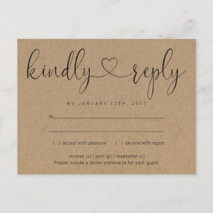 Carte postale Invitation RSVP - Connexion du coeur