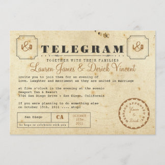 Carte postale Invitation Telegram vintage