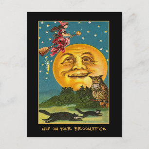 Carte Postale Invitation vintage De La Fête D'Halloween Avec Un 