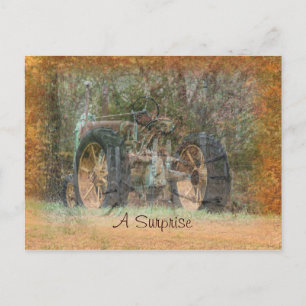 Carte Postale Invitation vintage Tracteur pour toute occasion