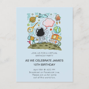 Carte Postale Invitation virtuelle en ligne fête d'anniversaire