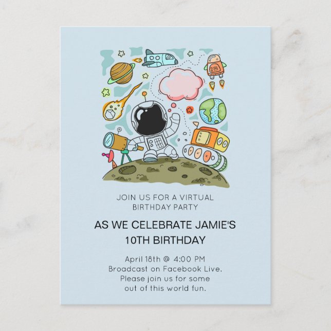 Carte Postale Invitation virtuelle en ligne fête d'anniversaire (Devant)