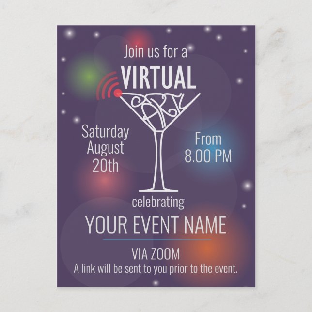 Carte Postale Invitation virtuelle pour célébrer en ligne (Devant)