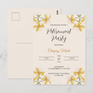 Carte postale Invitative Retraite florale Bronze