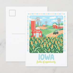 Carte Postale Iowa Champs d'opportunité USA Summer Travel