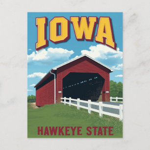 Carte Postale Iowa Hawkeye State Pont Couvert Vintage
