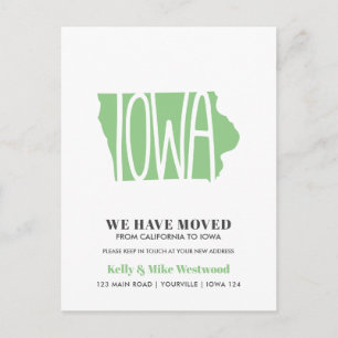 Carte Postale IOWA Nous avons déménagé Nouvelle adresse Nouveau 