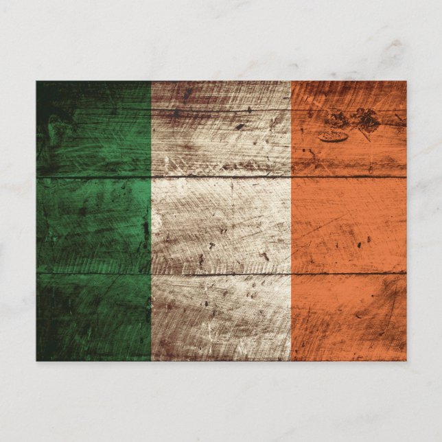 Carte Postale Ireland Flag on Old Wood (Devant)