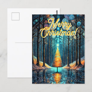 Carte Postale Iridescente Holiday Dream 🎄 brillant sapin de Noë