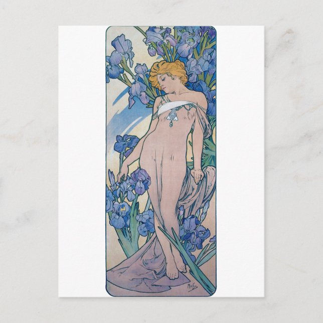 Carte Postale Iris (Quatre Fleurs), Alphonse Mucha (Devant)