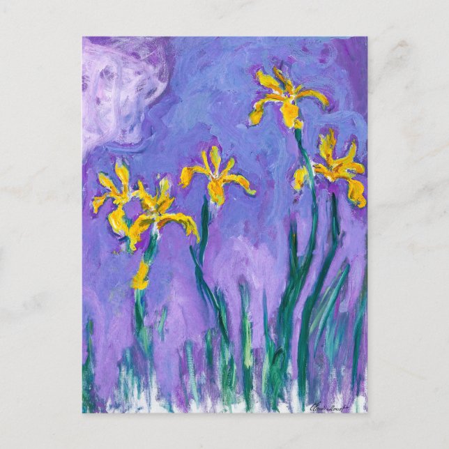 Carte Postale Irises jaunes avec nuage rose | CLAUDE MONET | (Devant)