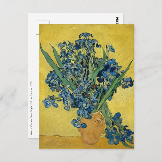 Carte Postale Irises - Vincent van Gogh Art (Devant / Derrière)