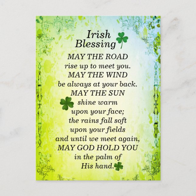 Carte Postale Irish Blessing, que la route monte pour vous renco (Devant)