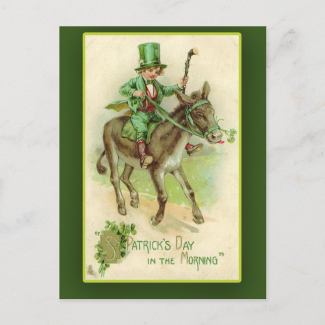 Carte Postale Irish Boy sur Donkey St. Patrick's Day Cards (Devant)