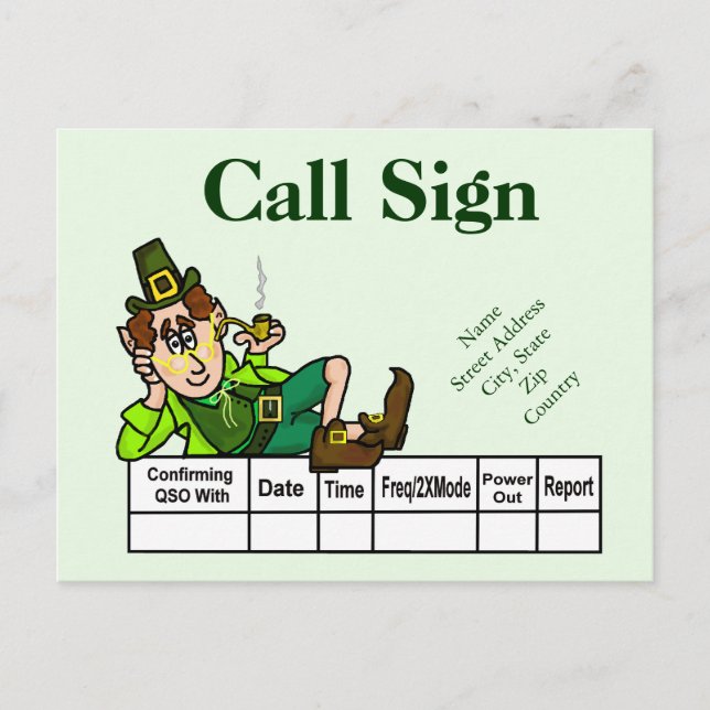 Carte Postale Irish Leprechaun Ham Radio QSL Card Personnaliser  (Devant)