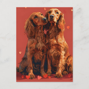 Carte Postale Irish Setter Valentine's Day