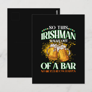 Carte Postale Irlandais buvant de la bière à la Saint-Patrick