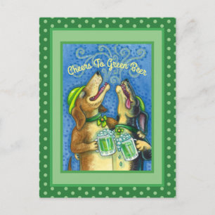 CARTE POSTALE IRLANDAIS HOUND CHIENS, ST. PATRICK'S DAY GREEN BE