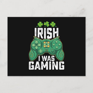 Carte Postale Irlandais Je Jouais Jeux Gamer St Patrick's Day
