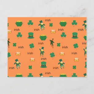 Carte Postale irlandais les charmes chanceux et boire motif de b
