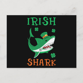 Carte Postale Irlandais Shark Shamrock St Patrick Day