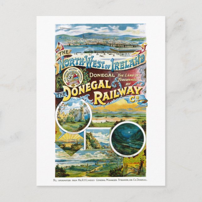 Carte Postale Irlande Donegal Chemin de fer restauré Poster vint (Devant)