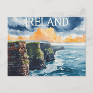 Carte Postale Irlande Falaises de Moher Voyage Rétro