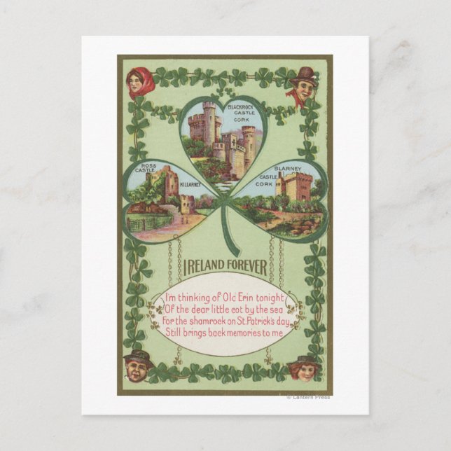 Carte Postale Irlande Forever - Châteaux de liège et de Killarne (Devant)