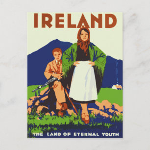 Carte Postale Irlande Terre de la jeunesse éternelle Vintage