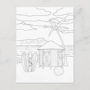 Carte postale Island Tiki Hut pour adultes