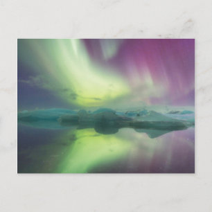 Carte Postale Islande, Jokulsarlon. Reflets des lumières de l'au