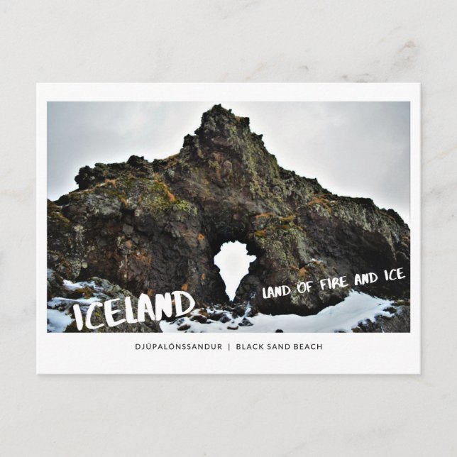 Carte Postale Islande, terre de glace & feu, roche de lave, sabl (Devant)