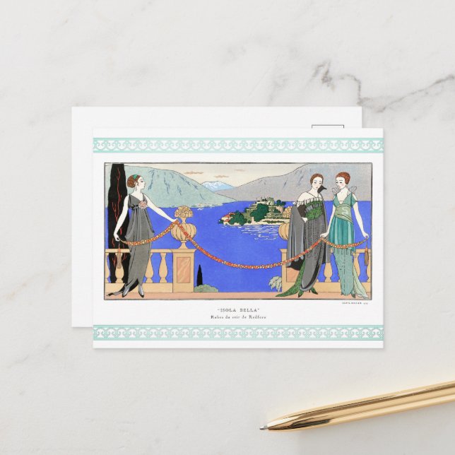 Carte Postale Isola Bella par George Barbier (Devant/Arrière en situation)