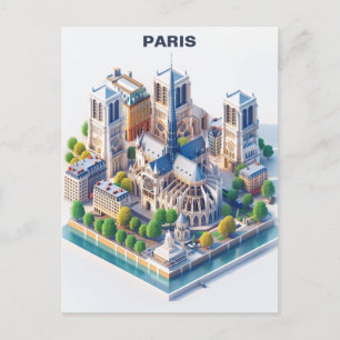 Carte postale Isométrique Paris Travel