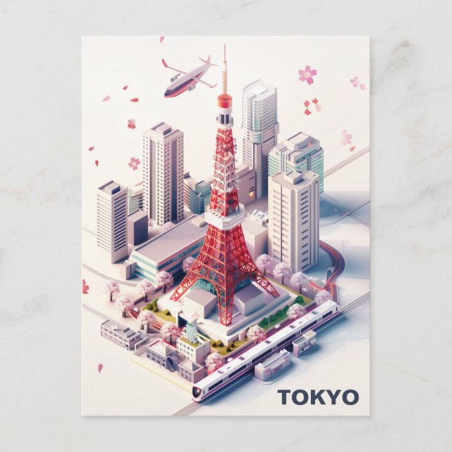 Carte postale Isométrique Tokyo Travel (Devant)