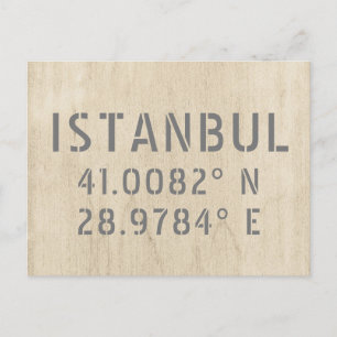 Carte Postale Istanbul Latitude & Longitude Coordonnées Bois
